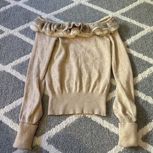 RARE Frankie Morello Milan Woman's Ruffled‎ Pullover Wool Blend Sweater XS